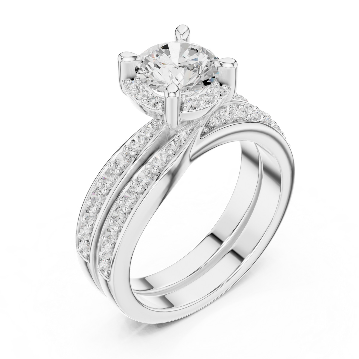 IGI Certified Round Lab Grown Diamond Stackable Ring, White Gold