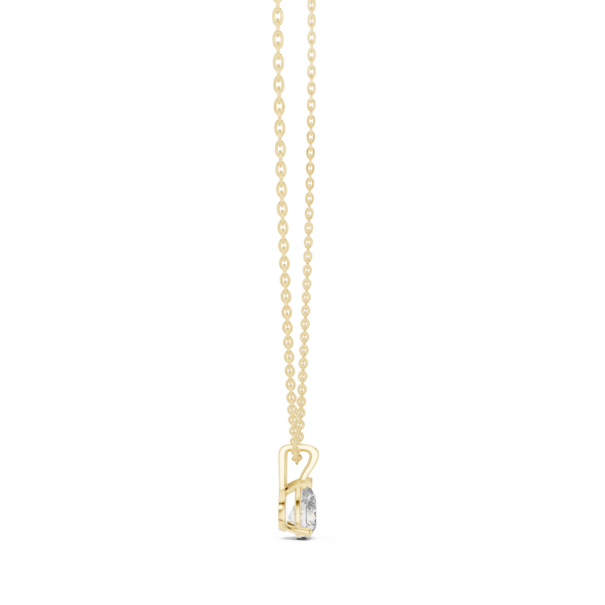1.00 CT IGI Certified Pear Cut Lab Grown Diamond Solitaire Pendant, Yellow Gold