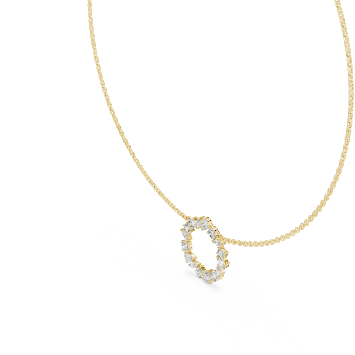 Celeste Multi Shape Lab Grown Diamond Circle Pendant, Yellow Gold