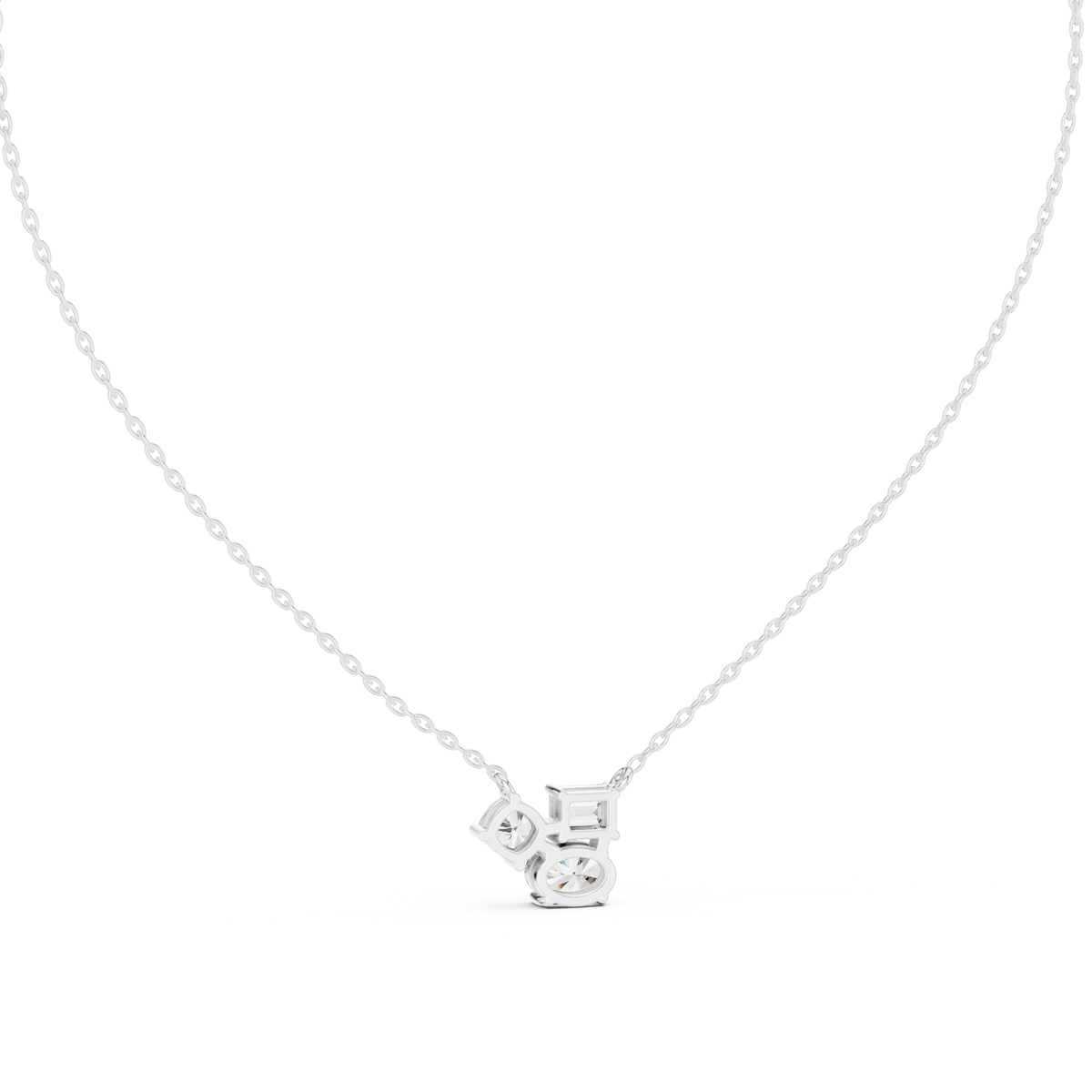 Trio Multi Shape Lab Grown Diamond Pendant, White Gold