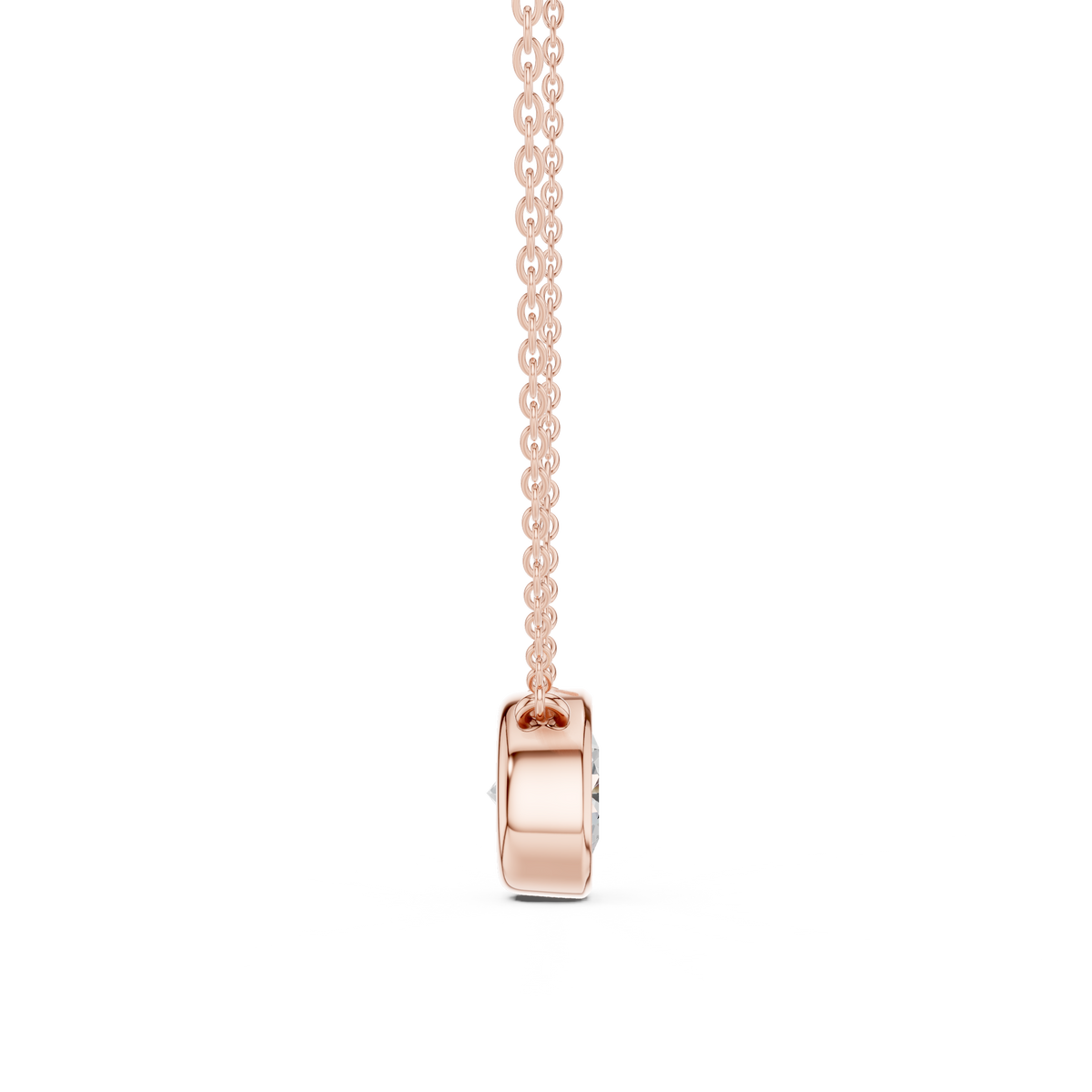 Round Brilliant Bezel Lab Grown Diamond Solitaire Pendant, Rose Gold