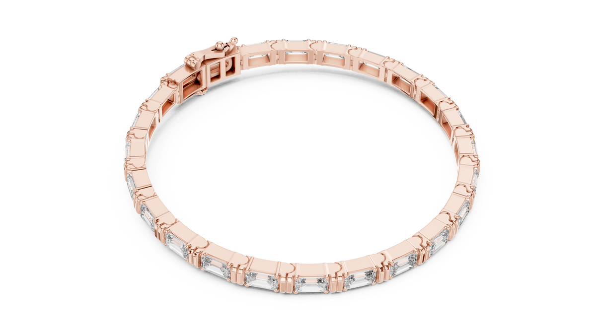 Emerald Cut Lab Grown Diamond Tennis Bracelet, Rose Gold
