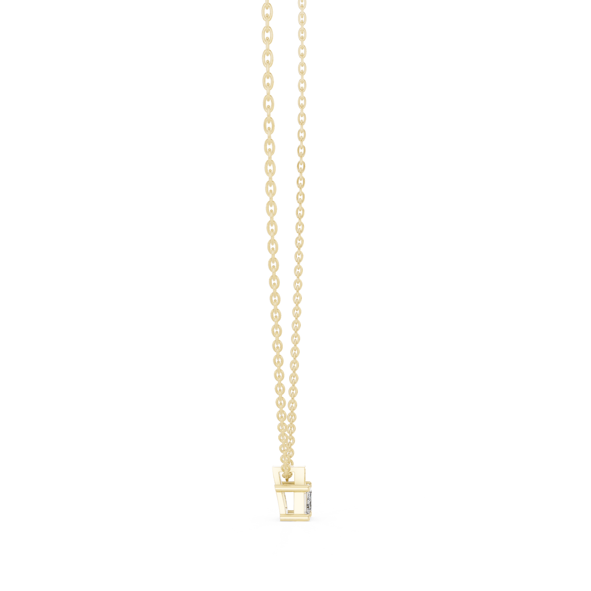 0.50 CT Emerald Cut Lab Grown Diamond Pendant, Yellow Gold