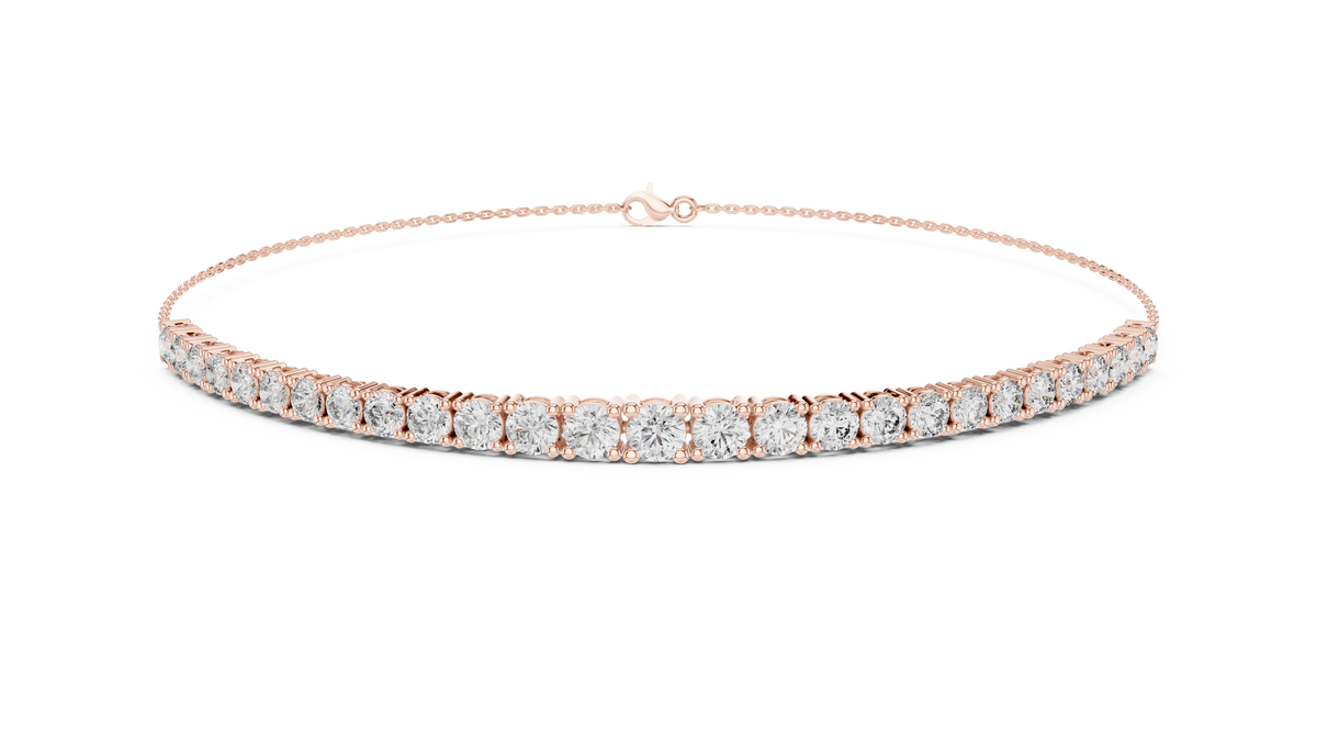 Graduated Round Lab Grown Diamond Tennis Bracelet, Rose Gold