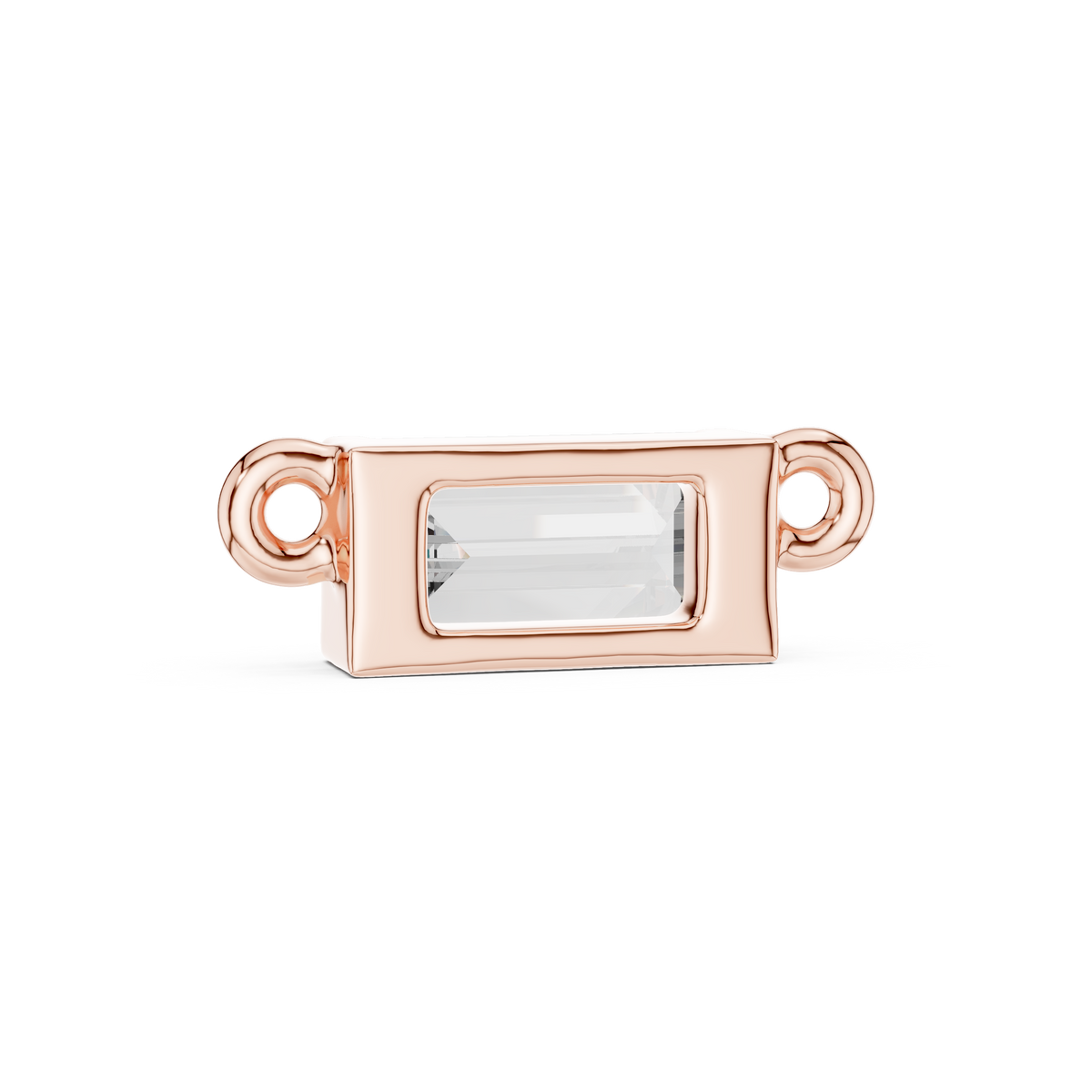 Baguette Lab Grown Diamond Solitaire Pendant, Rose Gold
