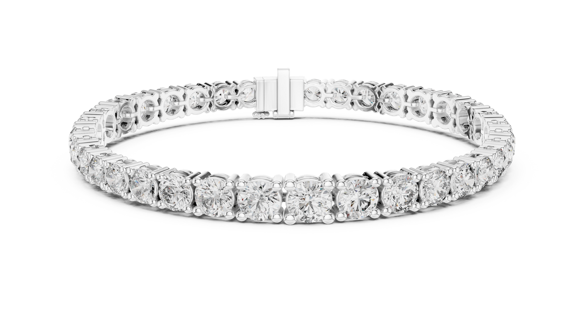 IGI Certified Round Lab Grown Diamond Tennis Bracelet, White Gold