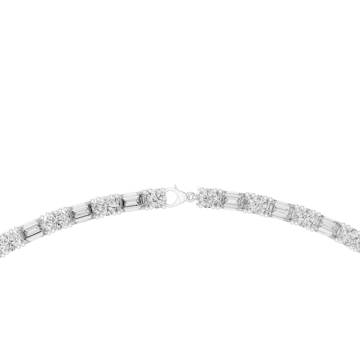 Aveline Emerald & Round Lab Grown Diamond Tennis Necklace, White Gold