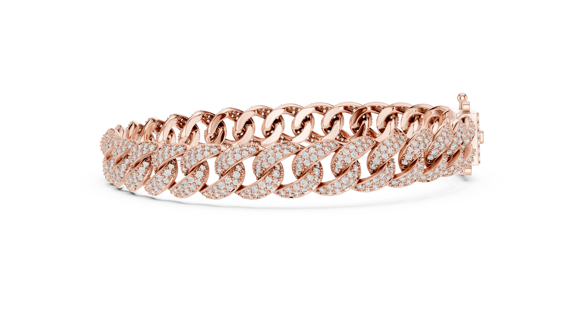 Cuban Link Pavé Lab Grown Diamond Bracelet, Rose Gold