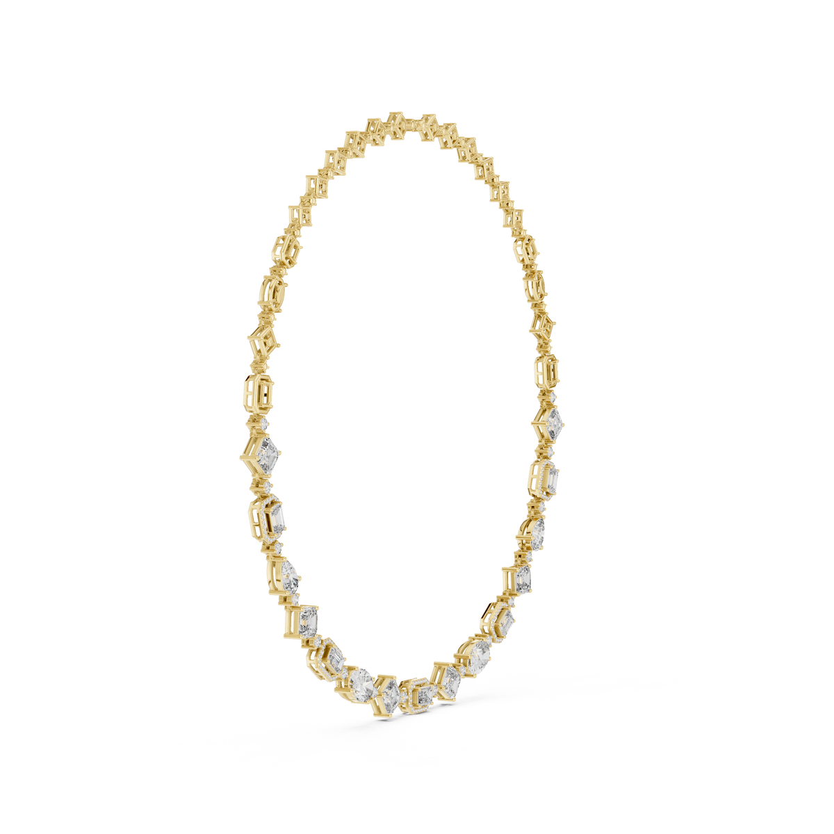 Élan Multi Shape Lab Grown Diamond Statement Necklace, Yellow Gold