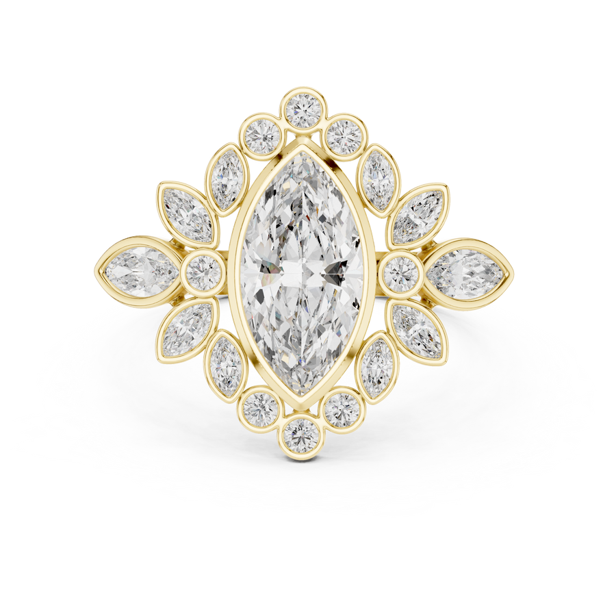 IGI Certified Marquise Lab Grown Diamond Anniversary Ring, Yellow Gold