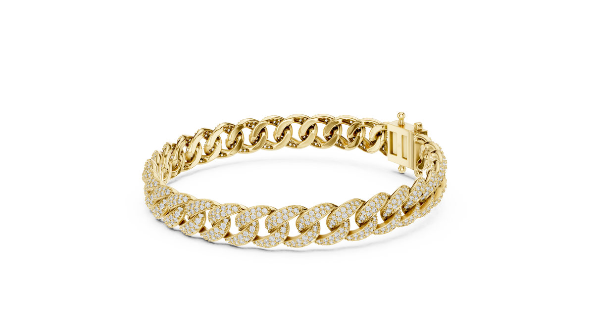 Cuban Link Pavé Lab Grown Diamond Bracelet, Yellow Gold