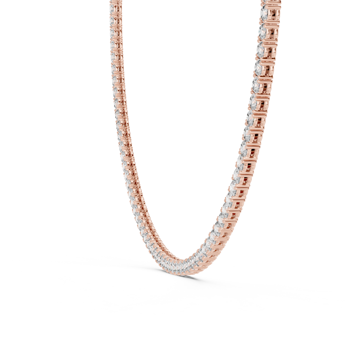 Aria Round Lab Grown Diamond Tennis Necklace, Rose Gold