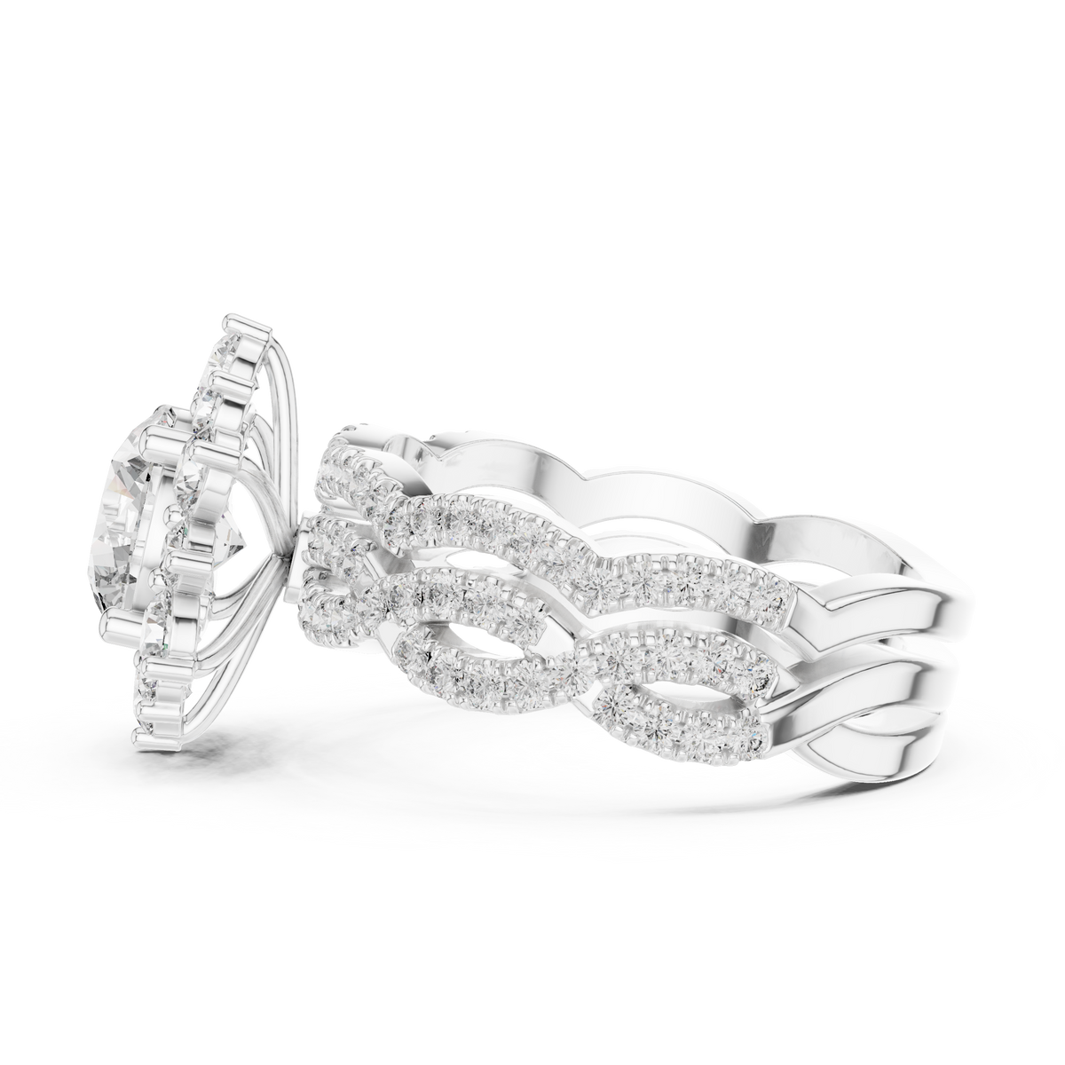 IGI Certified Round Lab Grown Diamond Statement Anniversary Ring, White Gold