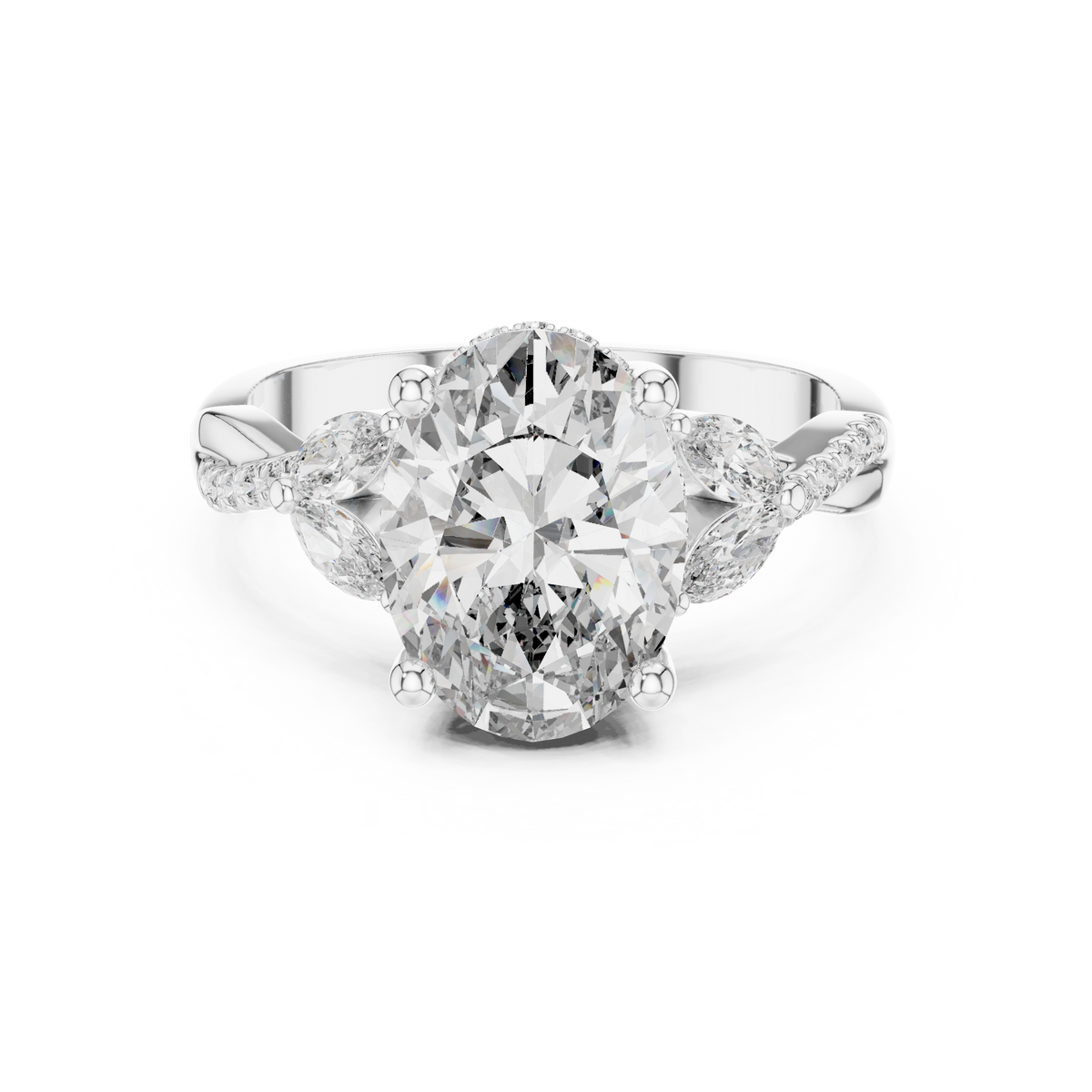 Oval Lab Grown Diamond Ring - Elegant Proposal & Anniversary Design, White Gold