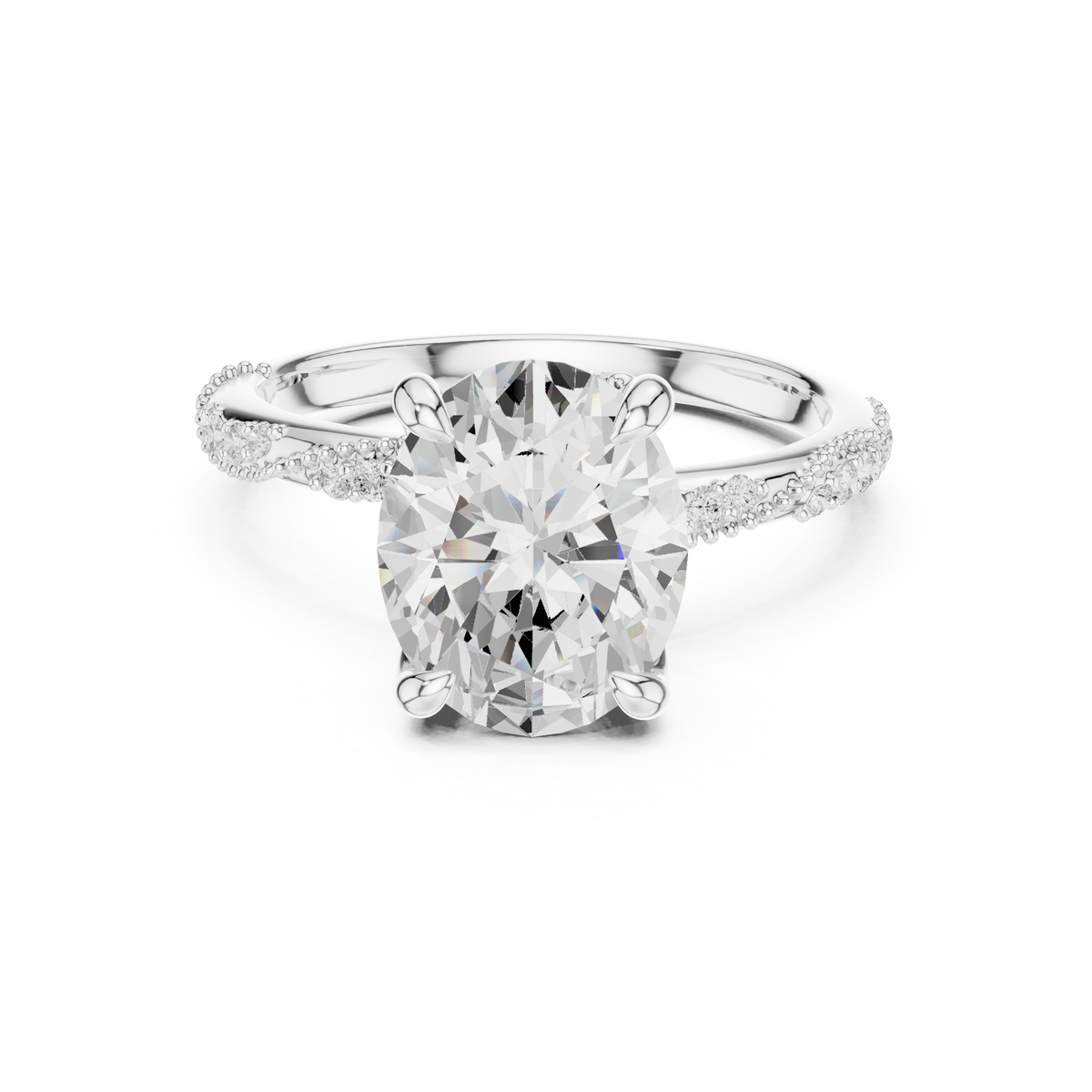 IGI Certified Oval Cut Lab-Grown Diamond Engagement Ring, White Gold