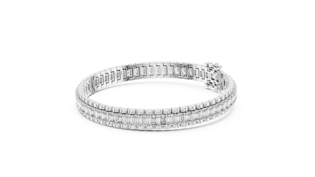 Emerald Cut IGI Certified Lab Grown Diamond Tennis Bracelet, White Gold