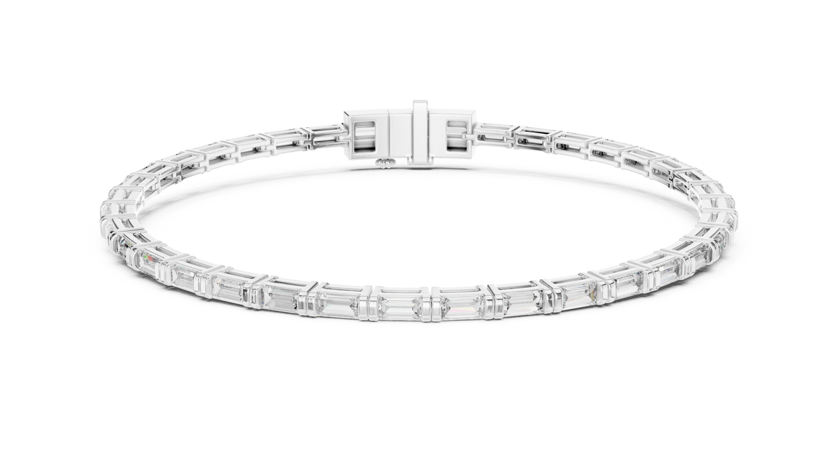 Baguette Lab Grown Diamond Tennis Bracelet, White Gold