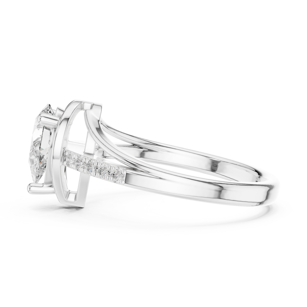 Pear Luxe Vine 0.80 Ct Lab Grown Diamond Office Wear Ring, White Gold