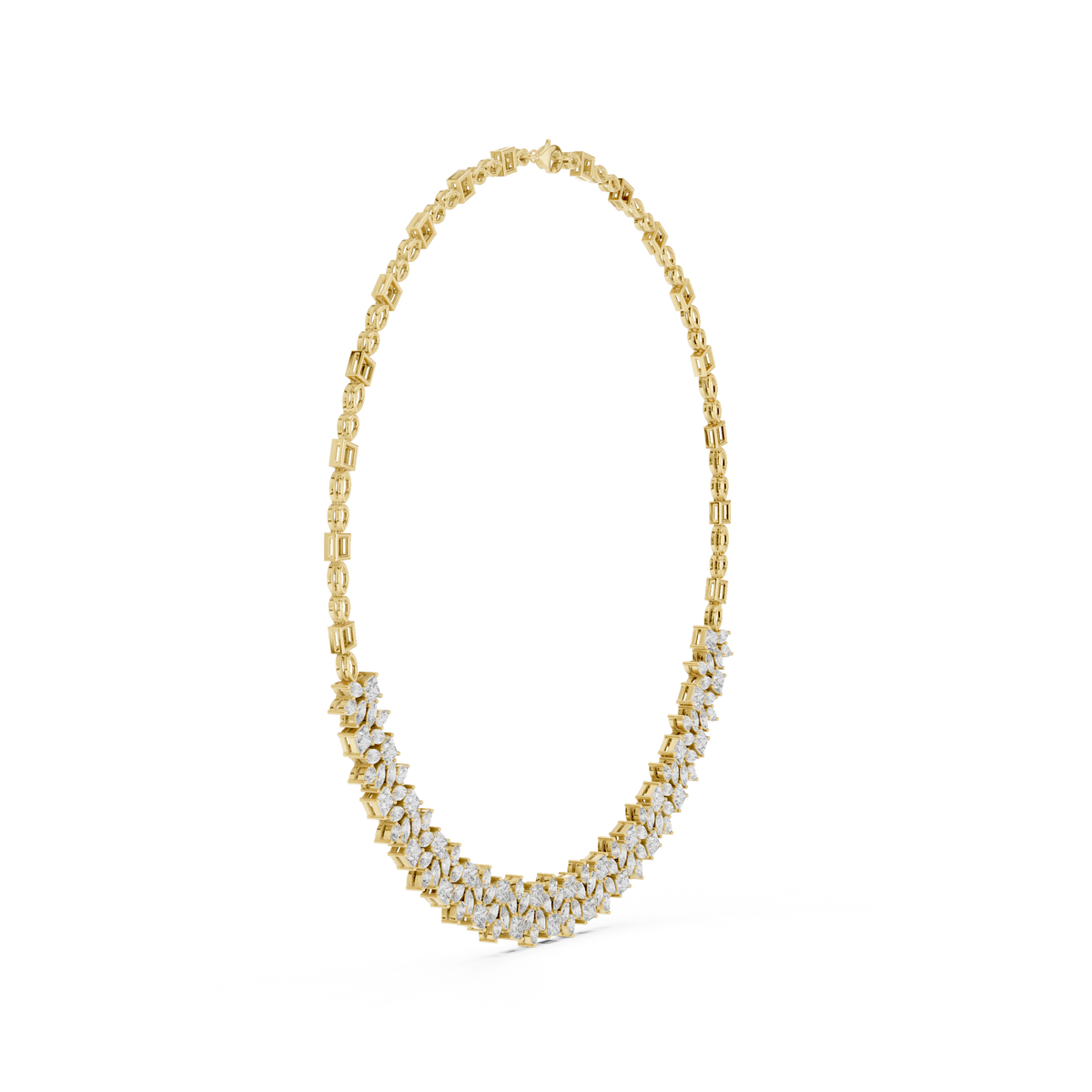 Verdelle Multi Shape Lab Grown Diamond Statement Necklace, Yellow Gold