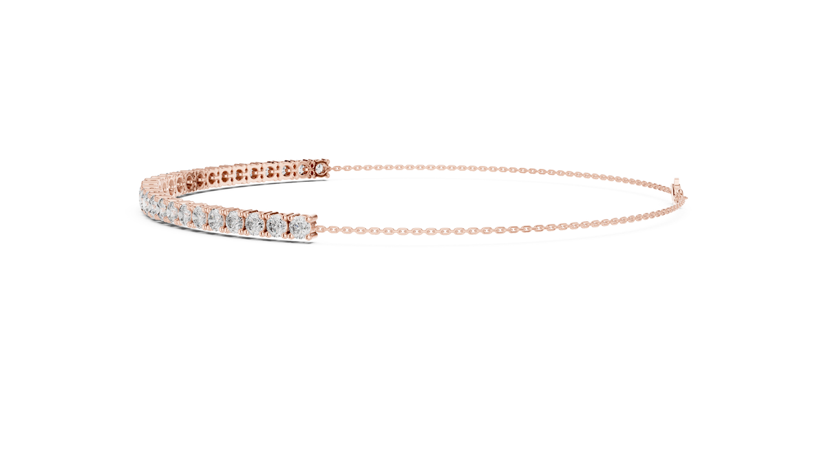 Graduated Round Lab Grown Diamond Tennis Bracelet, Rose Gold