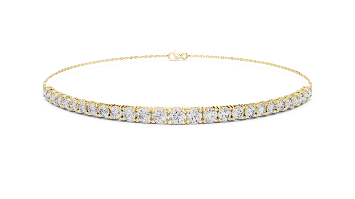 Graduated Round Lab Grown Diamond Tennis Bracelet, Yellow Gold