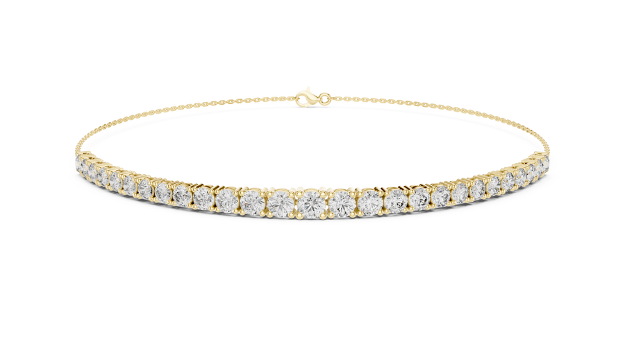 Graduated Round Lab Grown Diamond Tennis Bracelet, Yellow Gold