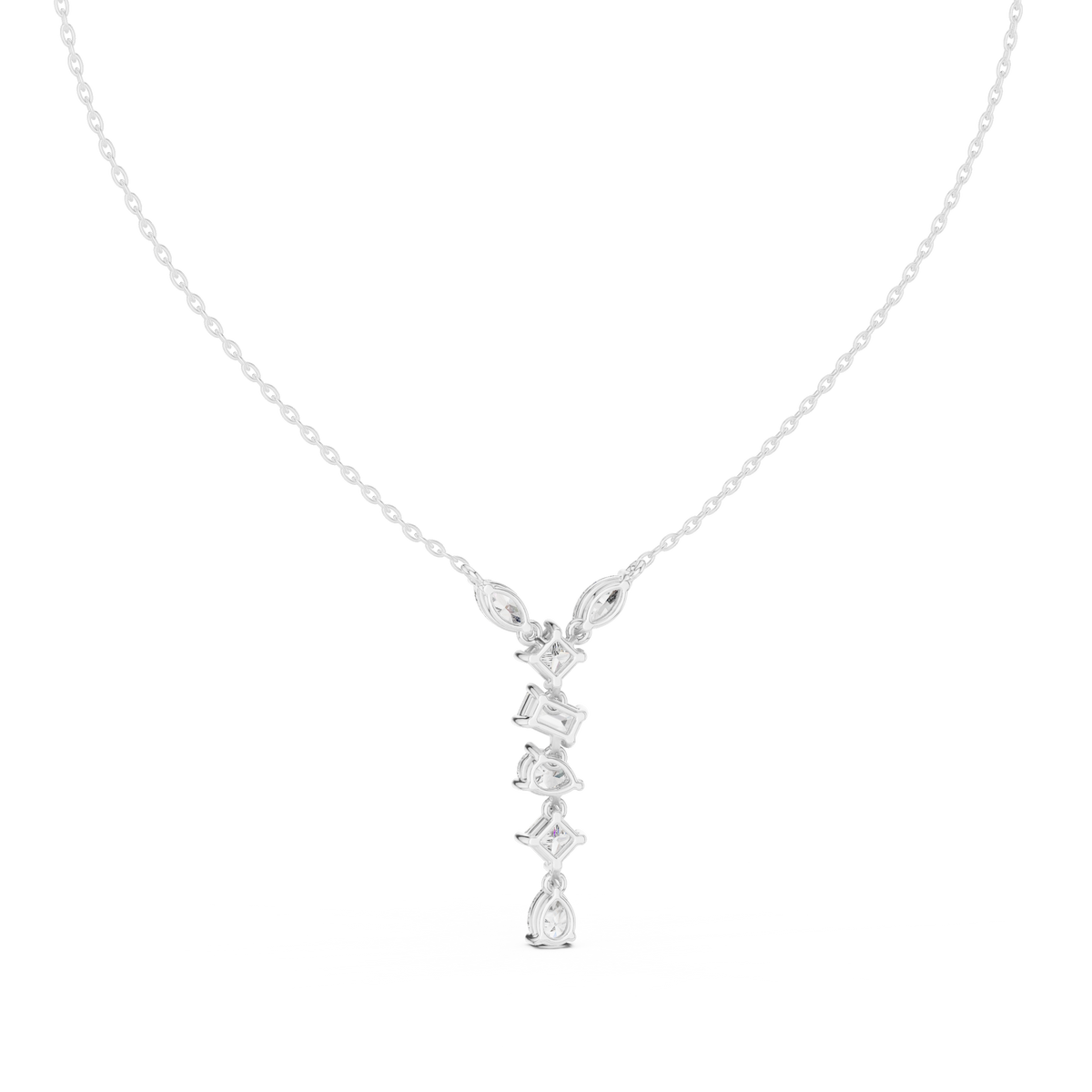 3.50 CT Multi Shape Lab Grown Diamond Drop Pendant, White Gold