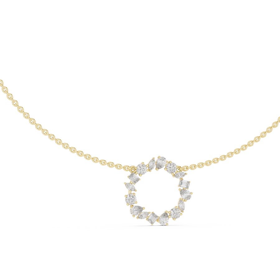 Celeste Multi Shape Lab Grown Diamond Circle Pendant, Yellow Gold