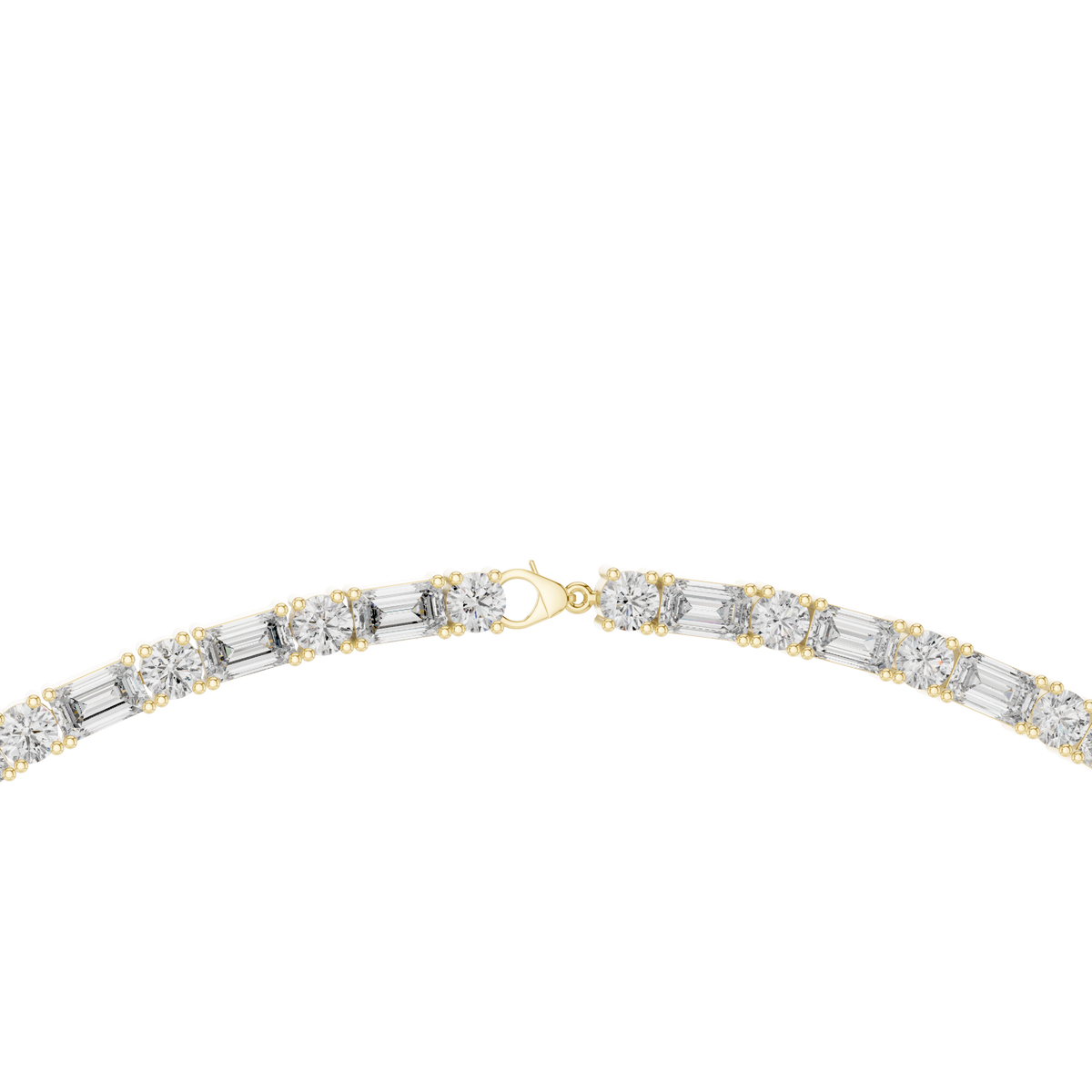 Aveline Emerald & Round Lab Grown Diamond Tennis Necklace, Yellow Gold