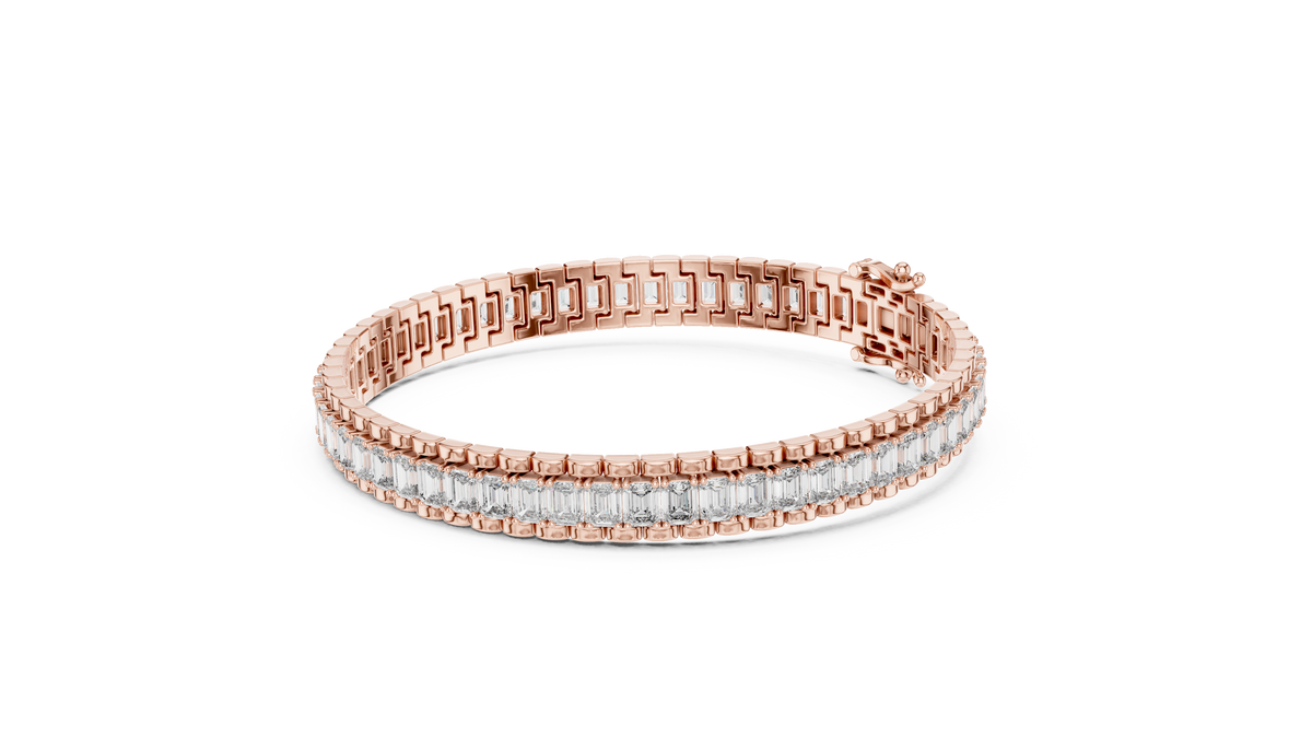 Emerald Cut IGI Certified Lab Grown Diamond Tennis Bracelet, Rose Gold