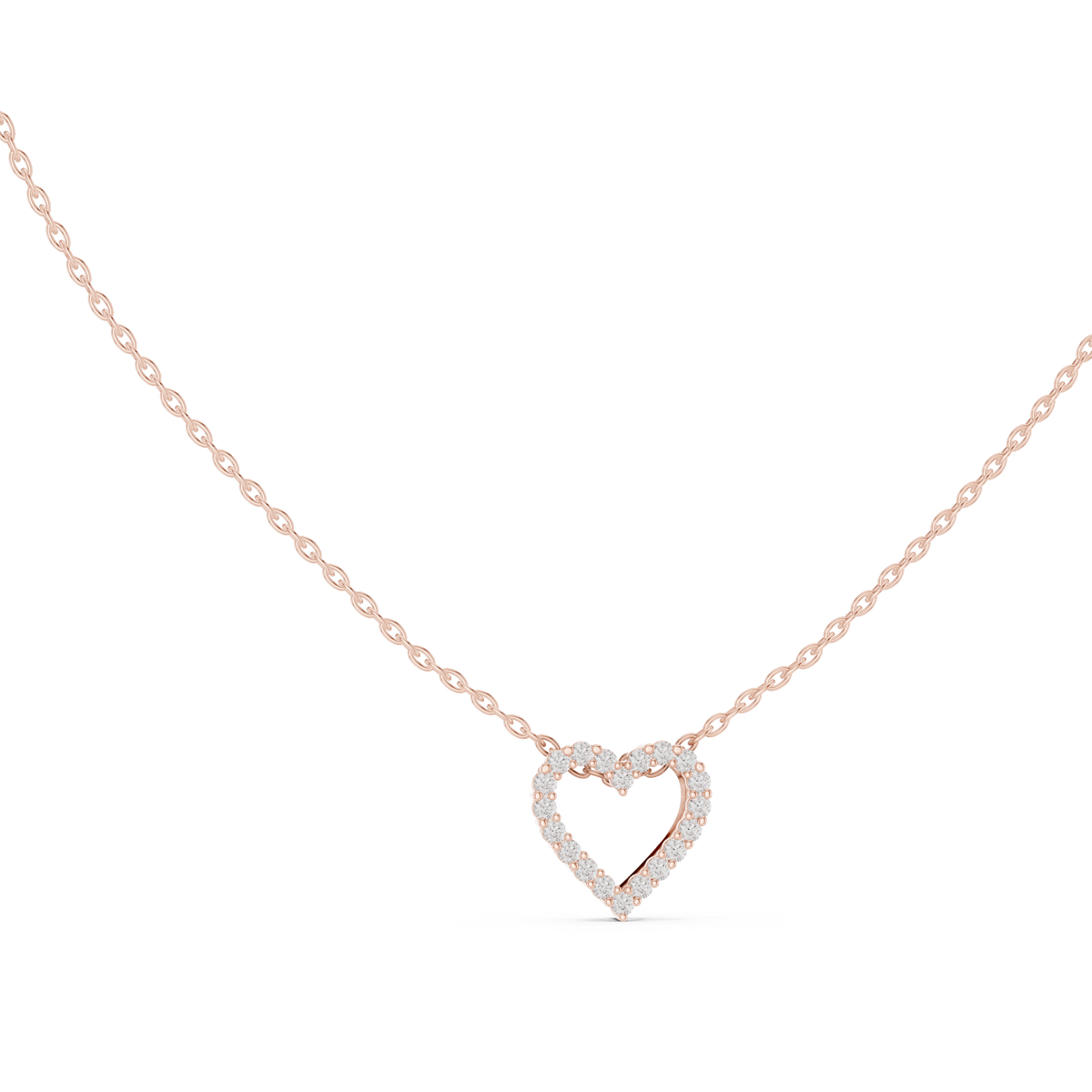 0.20 CT Round Lab Grown Diamond Open Heart Pendant, Rose Gold
