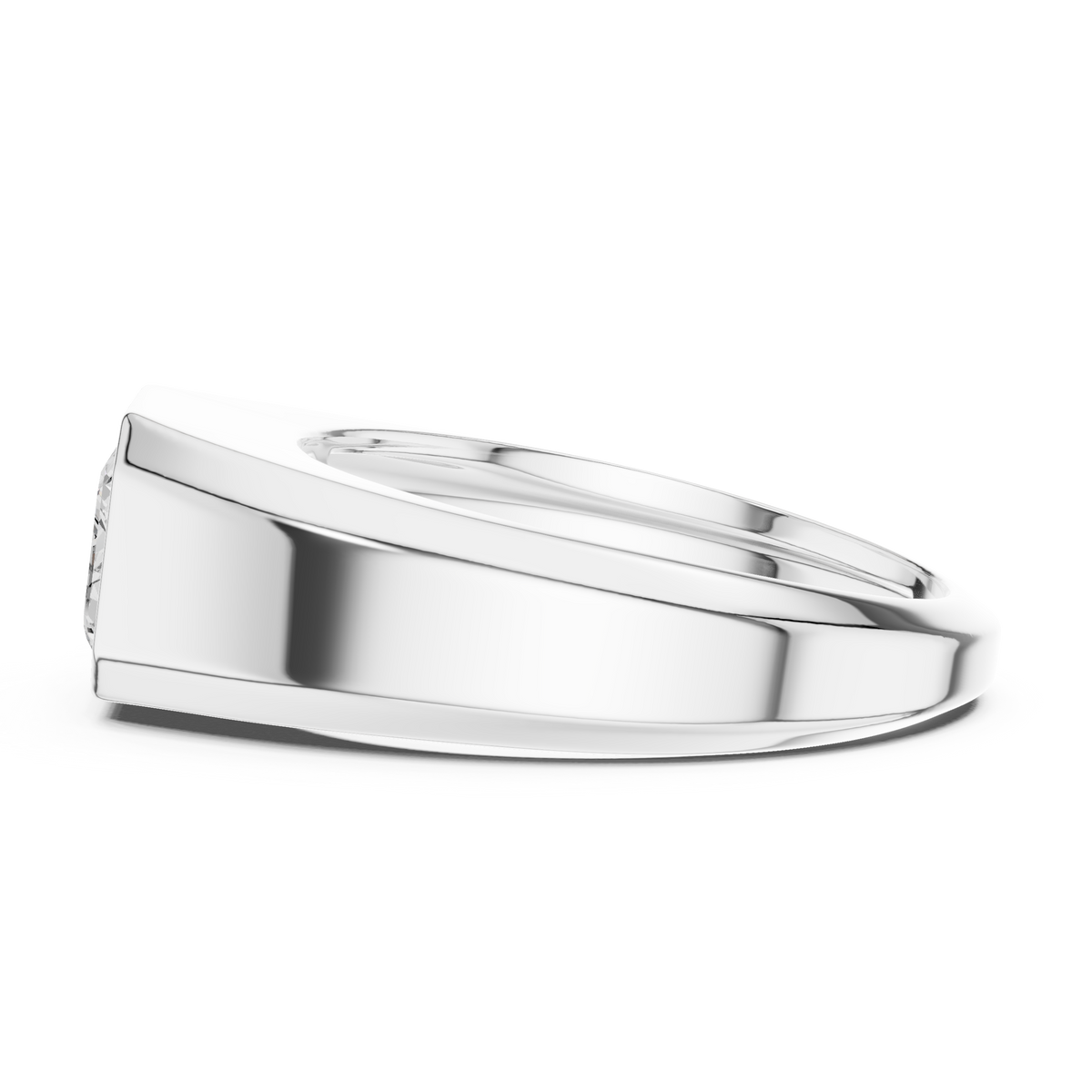 2.00 CT Emerald Cut Lab Grown Diamond Men's Ring, White Gold