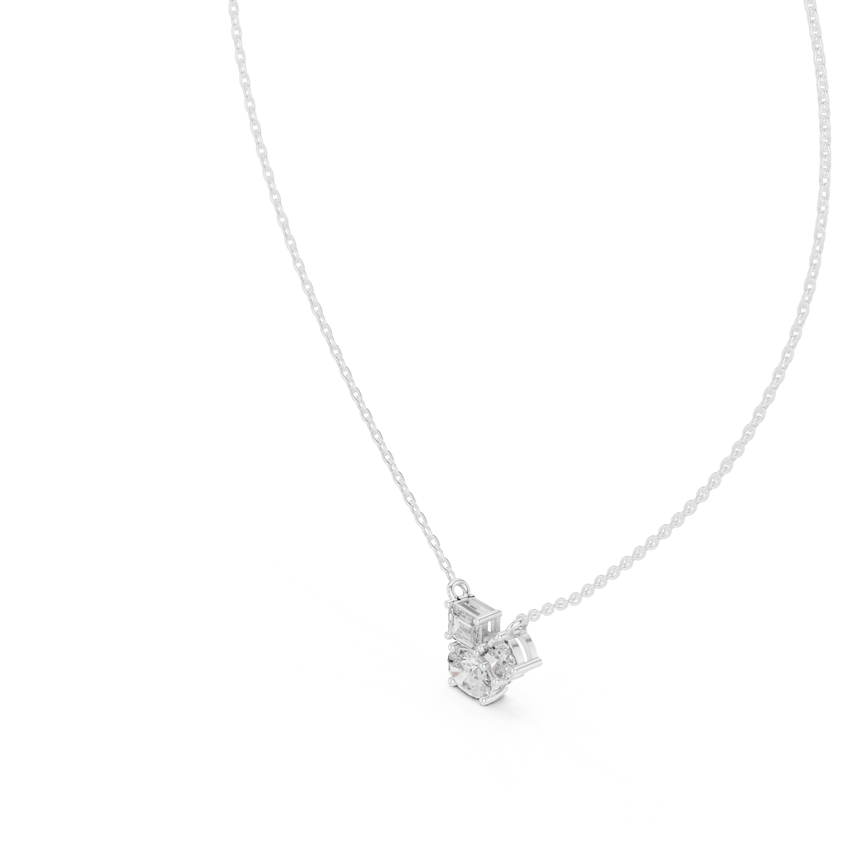 Trio Multi Shape Lab Grown Diamond Pendant, White Gold