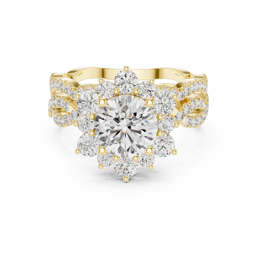 IGI Certified Round Lab Grown Diamond Statement Anniversary Ring, Yellow Gold
