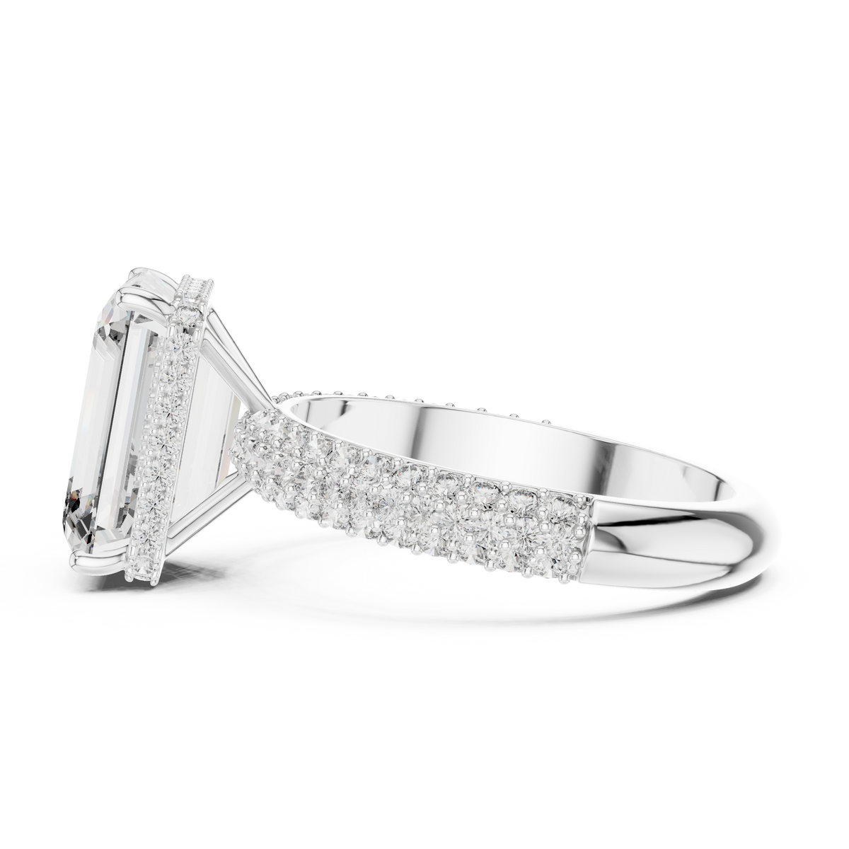 IGI Certified Emerald Lab Grown Diamond Anniversary Ring, White Gold