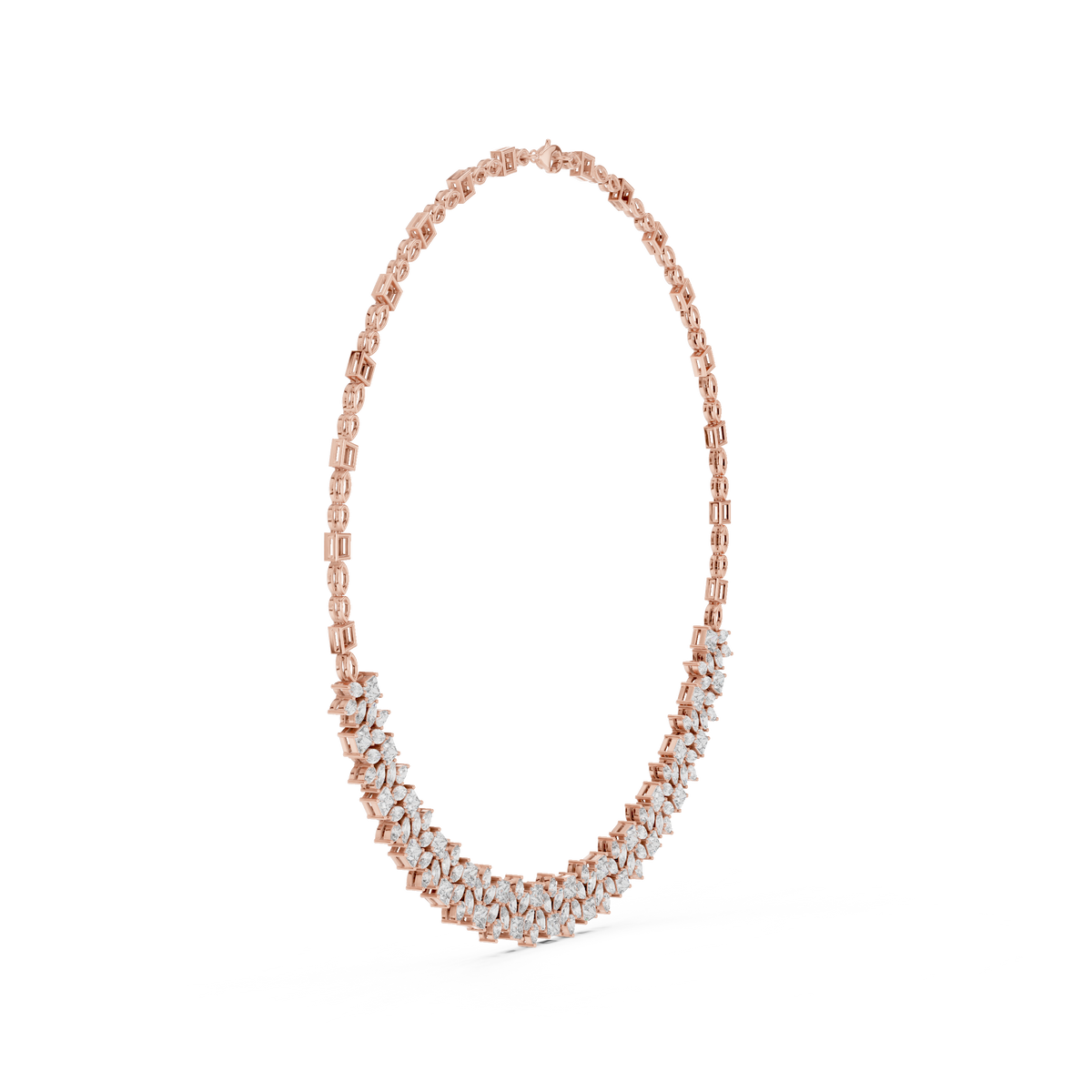 Verdelle Multi Shape Lab Grown Diamond Statement Necklace, Rose Gold