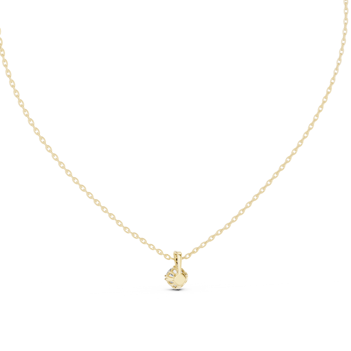 Round Cut 0.50 CT Lab Grown Diamond Solitaire Pendant, Yellow Gold