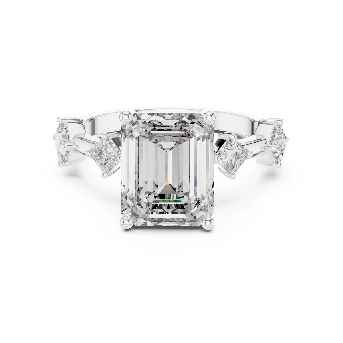 IGI Certified Emerald Lab Grown Diamond Statement Ring, White Gold