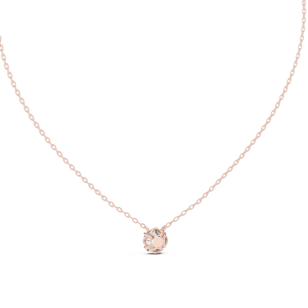 Round Cut Lab Grown Diamond Solitaire Pendant, Rose Gold