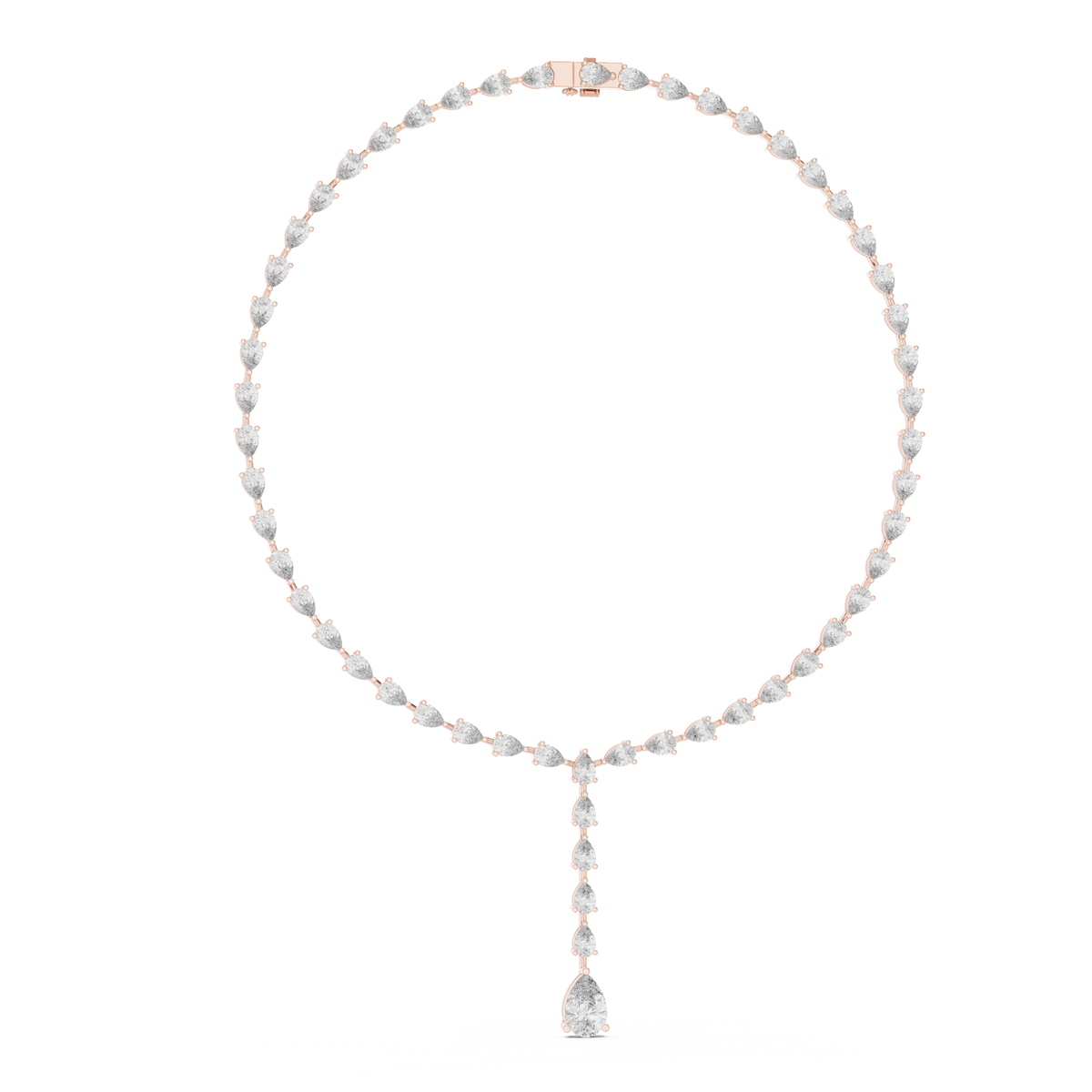 Serena Pear Lab Grown Diamond Tennis Necklace, Rose Gold