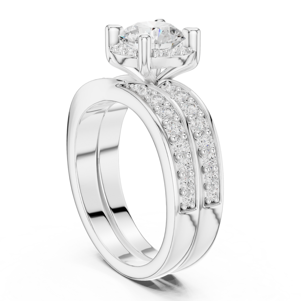 IGI Certified Round Lab Grown Diamond Stackable Ring, White Gold