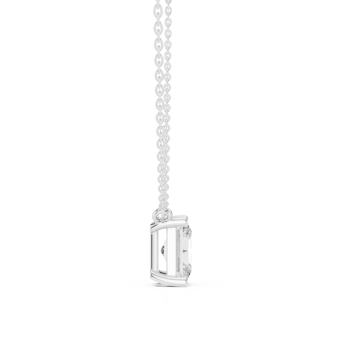 Classic Radiant Cut Lab Grown Diamond Solitaire Pendant, White Gold