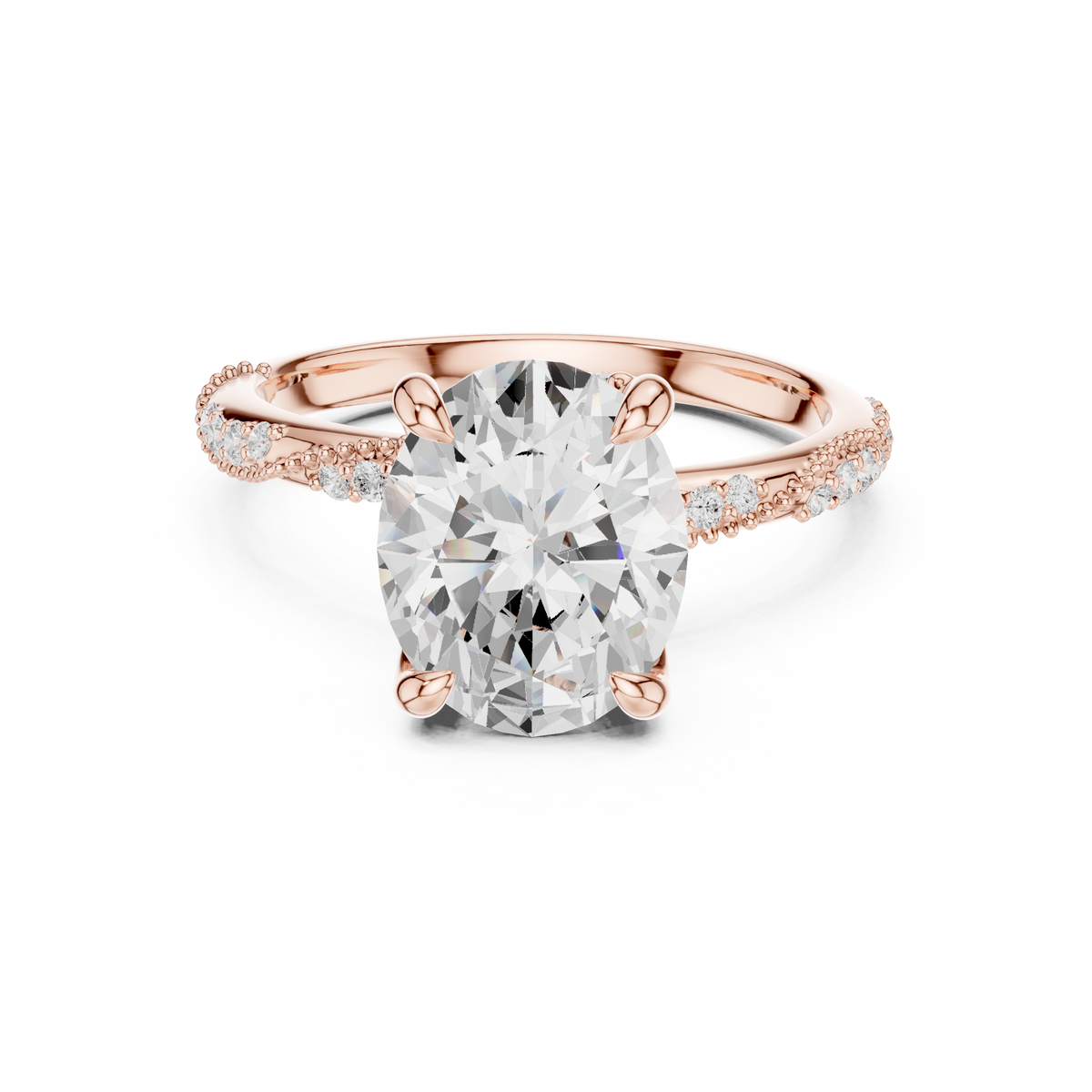 IGI Certified Oval Cut Lab-Grown Diamond Engagement Ring, Rose Gold