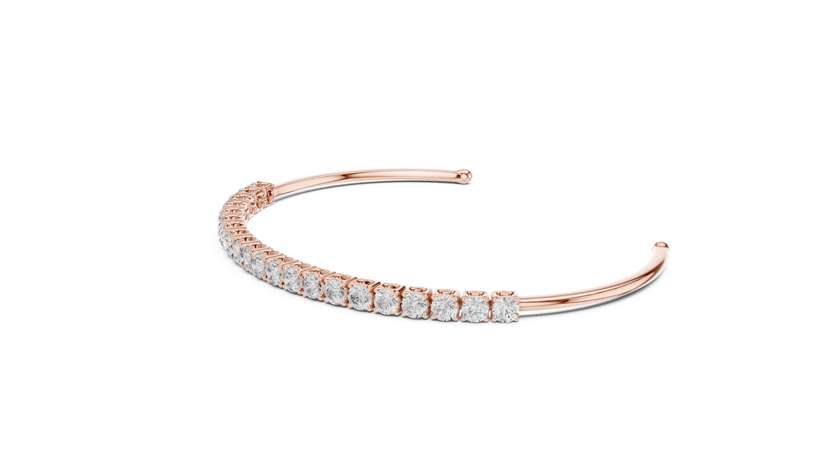 Classic Round Lab Grown Diamond Open Cuff Bracelet, Rose Gold