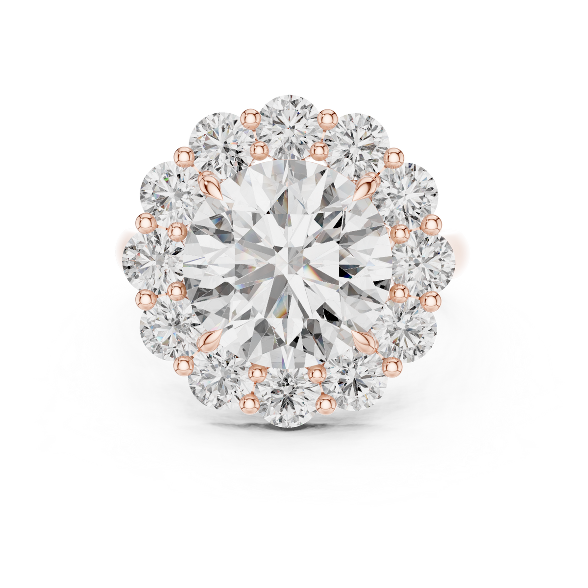 IGI Certified 5 Carat Round Lab Grown Diamond Engagement Ring, Rose Gold