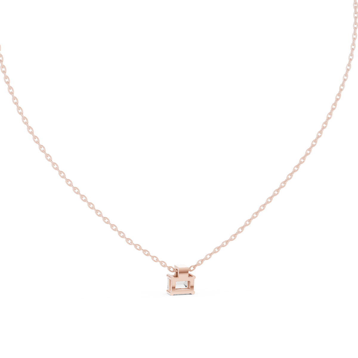 0.50 CT Emerald Cut Lab Grown Diamond Pendant, Rose Gold