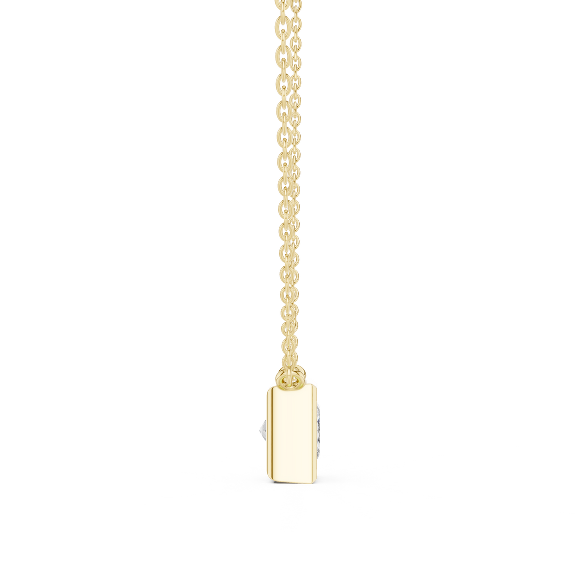 Princess Cut Bezel Lab Grown Diamond Solitaire Pendant, Yellow Gold