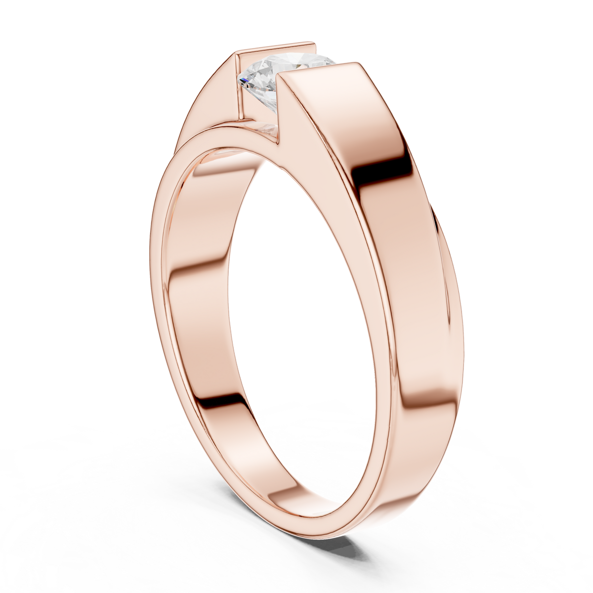 0.70 CT Round Lab Grown Diamond Daily Wear Men’s Ring, Rose Gold
