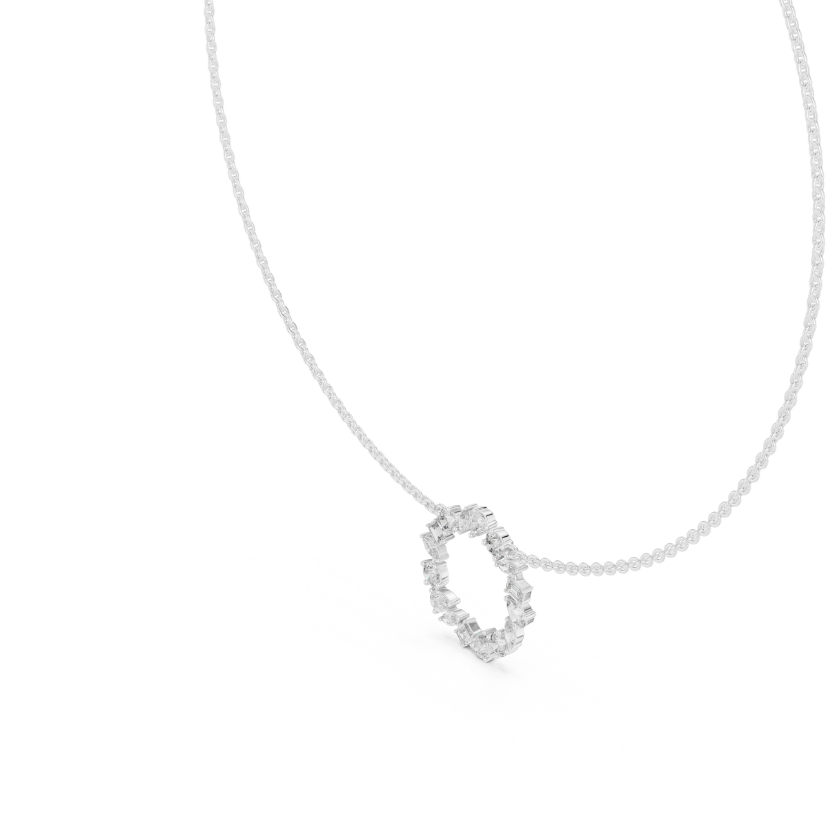 Celeste Multi Shape Lab Grown Diamond Circle Pendant, White Gold