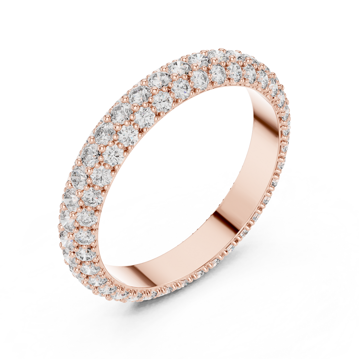 Triple Row Lab-Grown Diamond Band Ring, Rose Gold